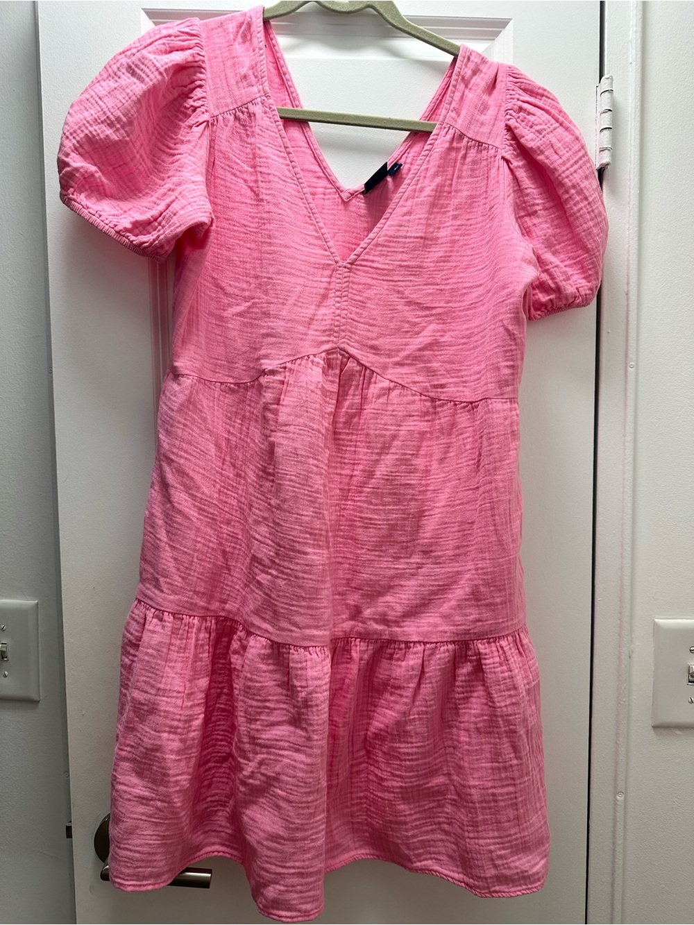 GAP Bubblegum Pink V-Neck Tiered Mini Dress